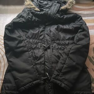 3/$10 Maralyn & Me Black Faux Fur Lined Hooded  Jacket